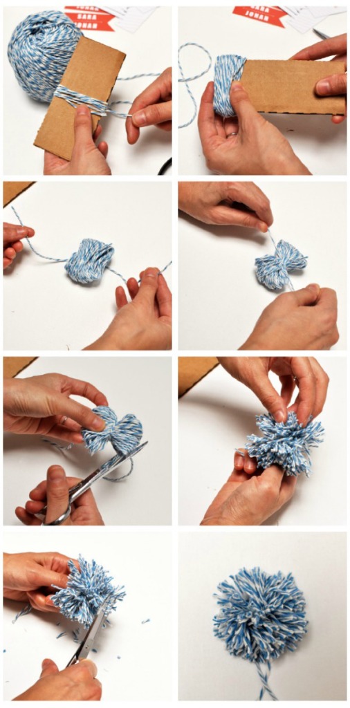 Pom pom tutorial - Smitten on Paper - card board strip method