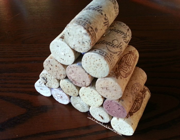 Wine Cork Tree- Continue gluing until the stack is a triangle |Sarah Celebrates