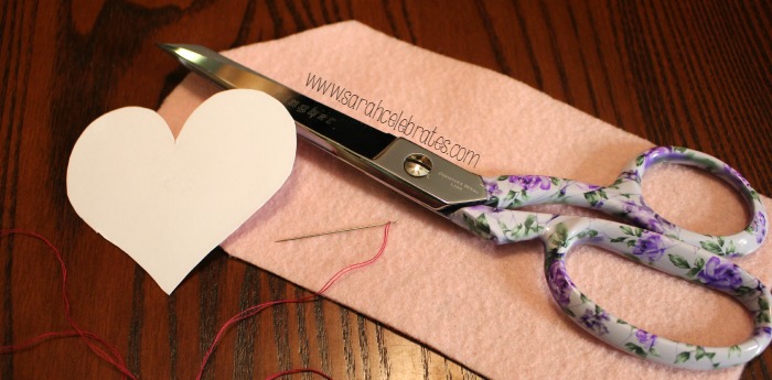 Felt Heart Bookmarks Supplies - heart template, felt, scissors and needle and thread | Sarah Celebrates