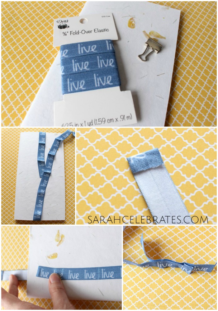 DIY Travelers Notebook Accessories - Elastic Bookmark - Measure, Fold and Glue, Stretch and Glue | Sarah Celebrates