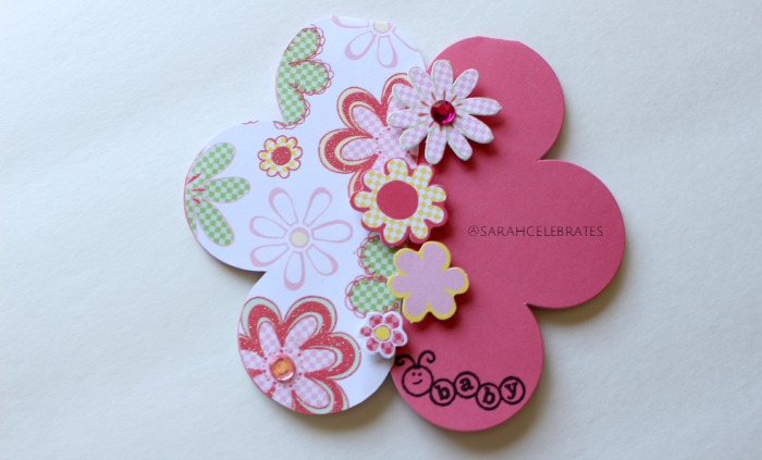 Baby Girl Shower Card - Card Maker Supply Kit, Finished Card Front - Sarah Celebrates