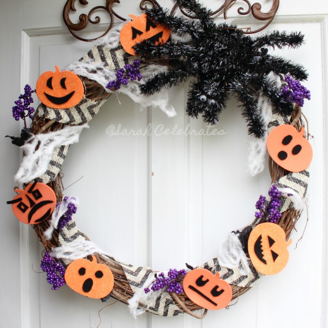 Scare Up a Halloween Wreath for $5! - Faces and webs