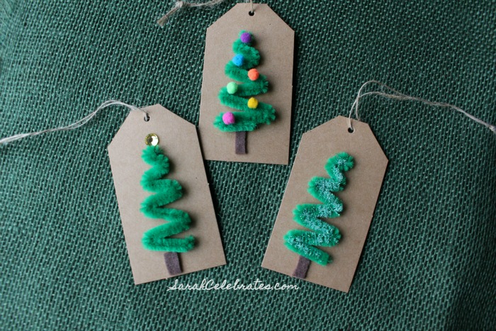 DIY Christmas Tags-Furry Stem Trees | Sarah Celebrates #30MinuteCrafts