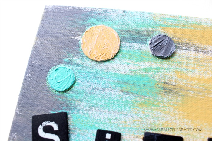 Art Journal, Canvas - Simplify, texture paste circles painted and tipped with pigment ink