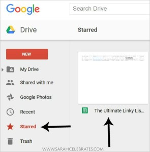Join the Ultimate Linky List with Sarah Celebrates - Find the starred sheet in your Google Drive