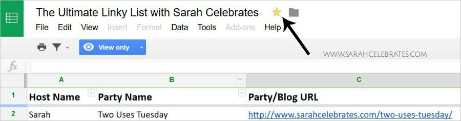 Join the Ultimate Linky List with Sarah Celebrates - Star the linky list in Google Drive