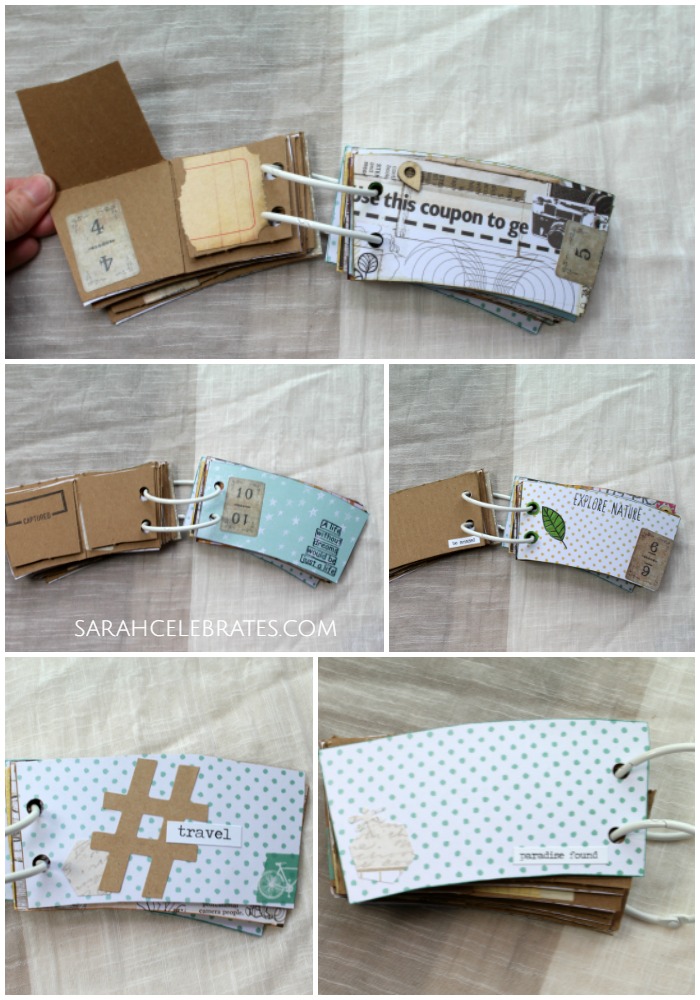 Mini Summer Book - favorite pages in coffee sleeve memory book upcycle