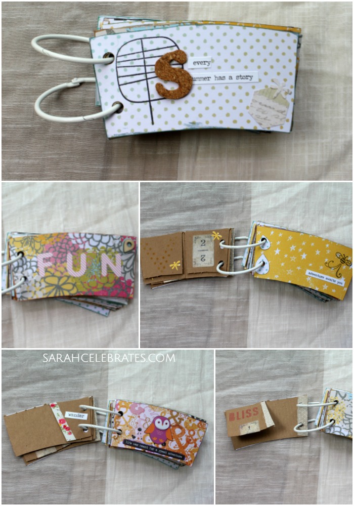 Mini Summer Book - favorite pages in coffee sleeve memory book upcycle