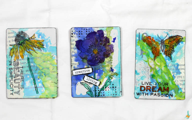 Artist Trading Cards (ATCs) - Creative Living, floral and butterflies