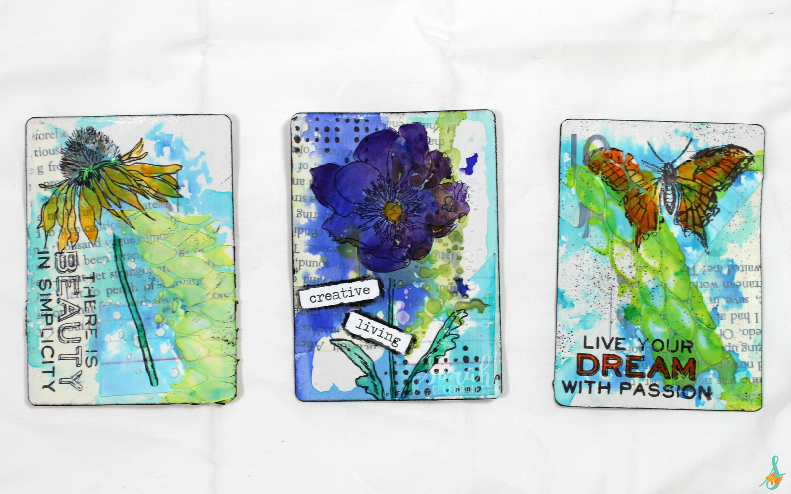 Artist Trading Cards (ATCs) - Creative Living, floral and butterflies